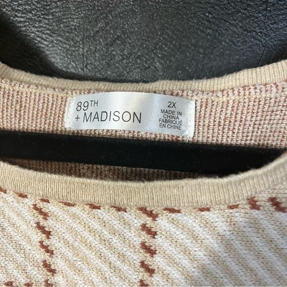 89th & Madison Tan Plaid Sweater Size 2X - Picture 7 of 8